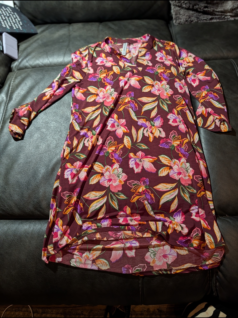 Women's Floral V-Neck Dress in Brown and Pink Dear Scarlett Lizzie Dress - Picture 2 of 6